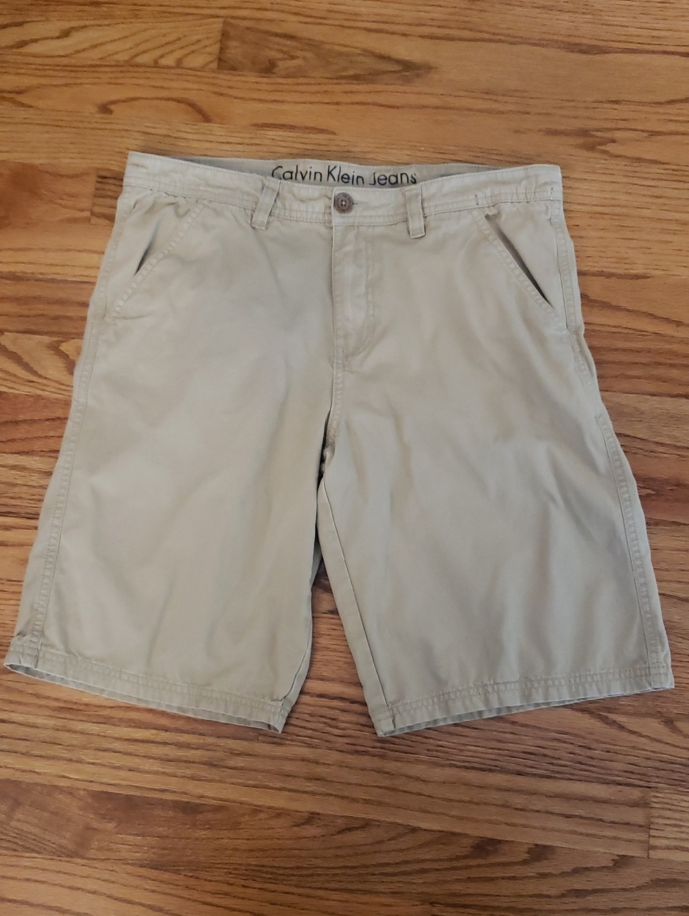 Calvin Klein Jeans: Tan Cotton Flat-Front Shorts Size: 18
